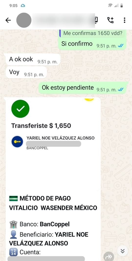Comprobante de pago por $1,650 MXN del plan vitalicio vía BanCoppel